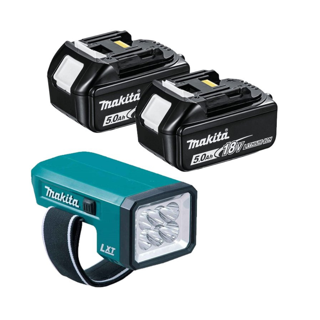 Makita BL1850 18V 5.0Ah Battery Twin Pack + Work Flashlight