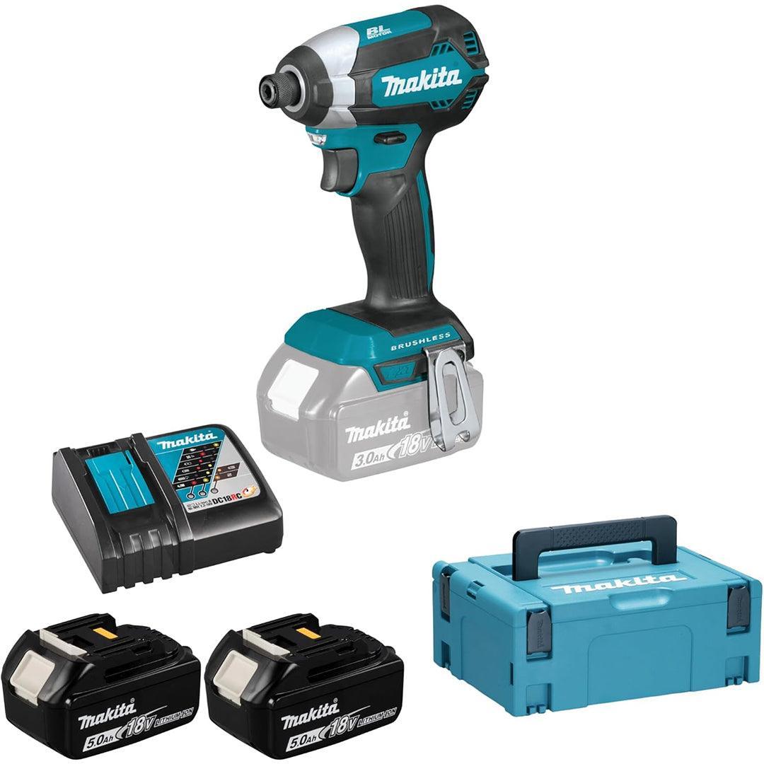 Makita DLX2537ST 18V LXT Brushless Combo Kit: DHP485 + DTD153, 2×5.0Ah Batteries, Charger & Makpac