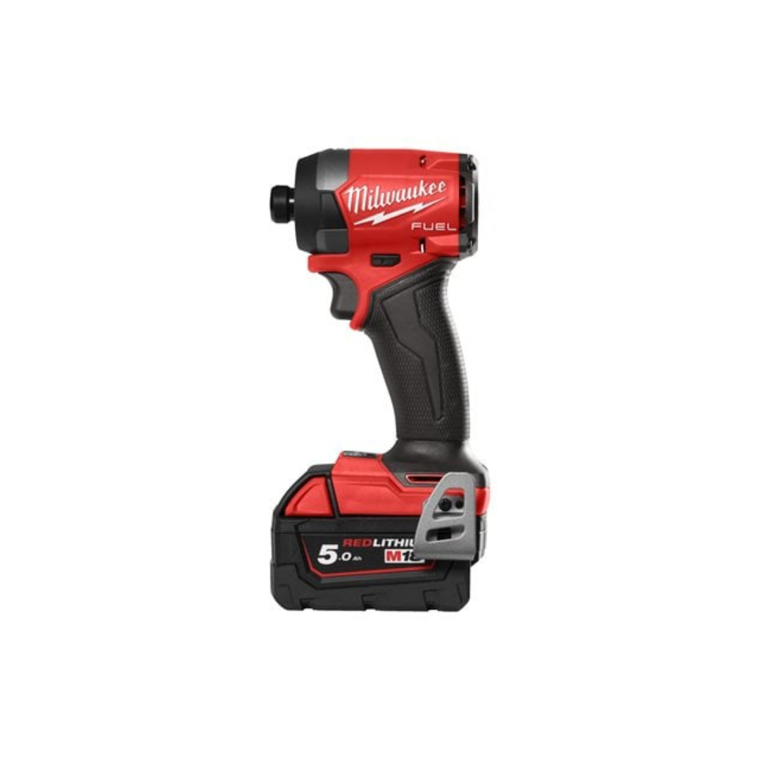 Milwaukee M18 FUEL 18V Cordless Twin Pack: Combi Drill + Impact Driver, 2×5.0Ah Batteries, Charger & Case