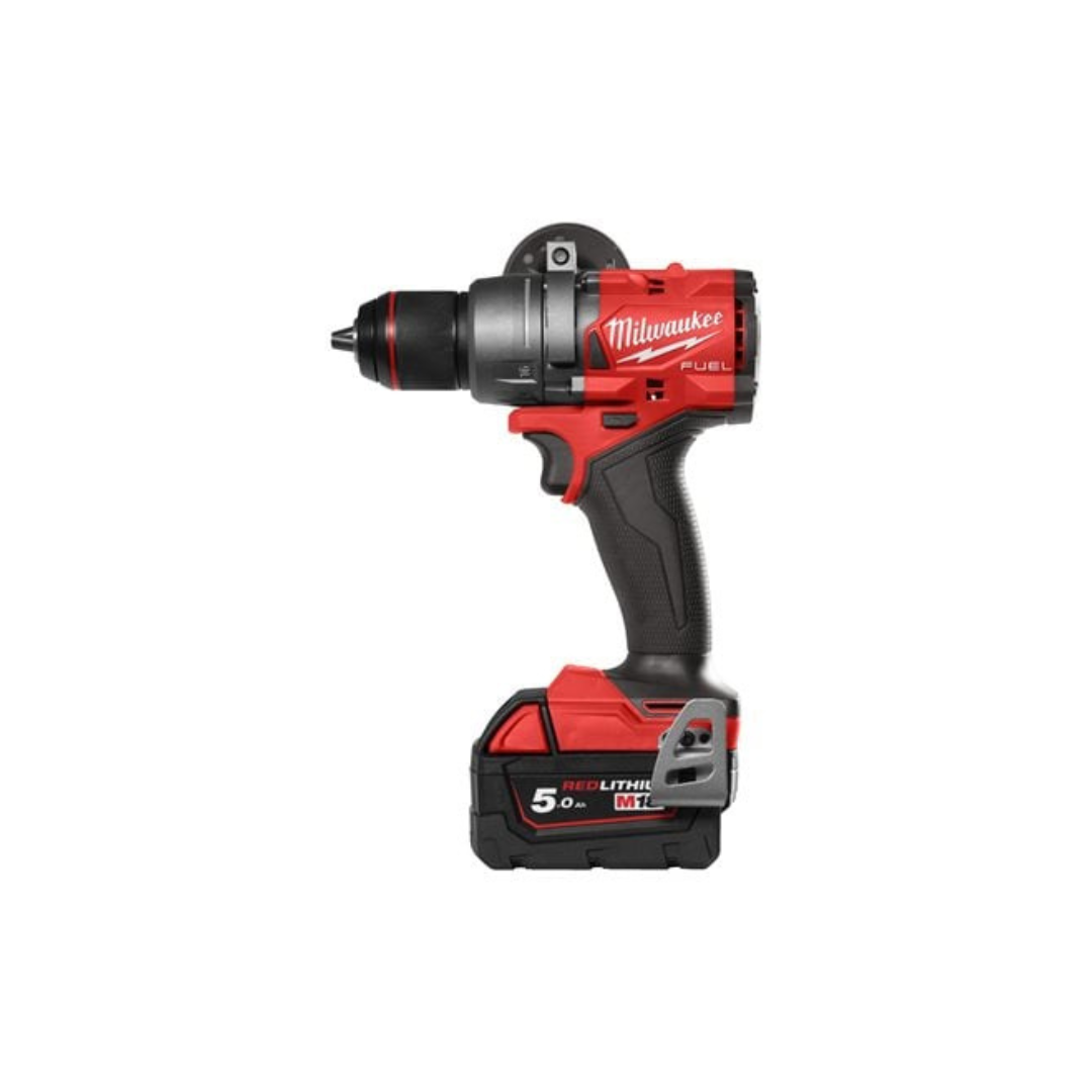 Milwaukee M18 FUEL 18V Cordless Twin Pack: Combi Drill + Impact Driver, 2×5.0Ah Batteries, Charger & Case