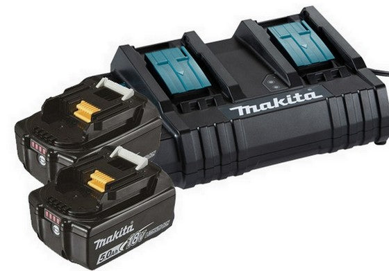 Makita DC18SH Twin Charger with 2× BL1850B 5.0Ah (18V LXT) – UK Genuine